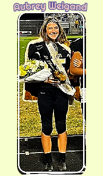 Photo of place-kicker for Wincheser Community High School, Indiana, Aubrey Weingand afer being crowned homecoming queen on 9/20/2024, with crown and sash, holding flowers