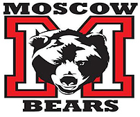 Moscow Bears logo, A bear's face, a big M and 'Moscow Bears'.