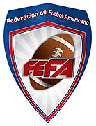 Federacion de Football Americano (Costa Rica) log, a shield with a tilted football with FEFA over it.