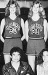 Heather and Heidi Burge on Palos Verdes High School basketball in 1988, with coach Wendell Yoshida.